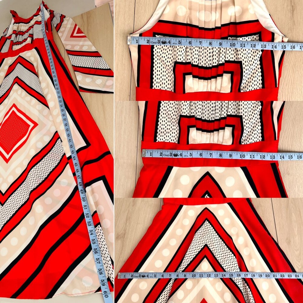 Eliza J Scarf Print Crepe De Chine Fit And Flare Maxi Dress Size 6 / Glamoratti - Picture 13 of 16